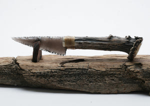 Translucent Obsidian Knife with Roe Deer Antler Handle