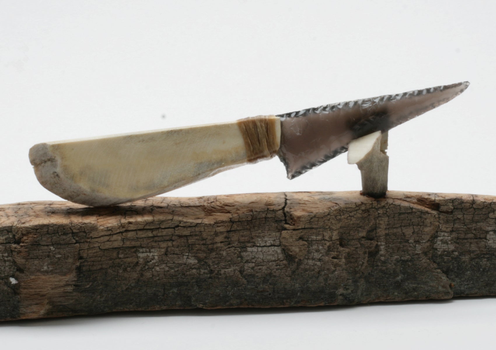 Translucent  Obsidian Knife with Moose Deer Antler Handle