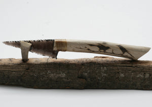 Transparent  Obsidian Knife with Woodburned Driftwood Handle