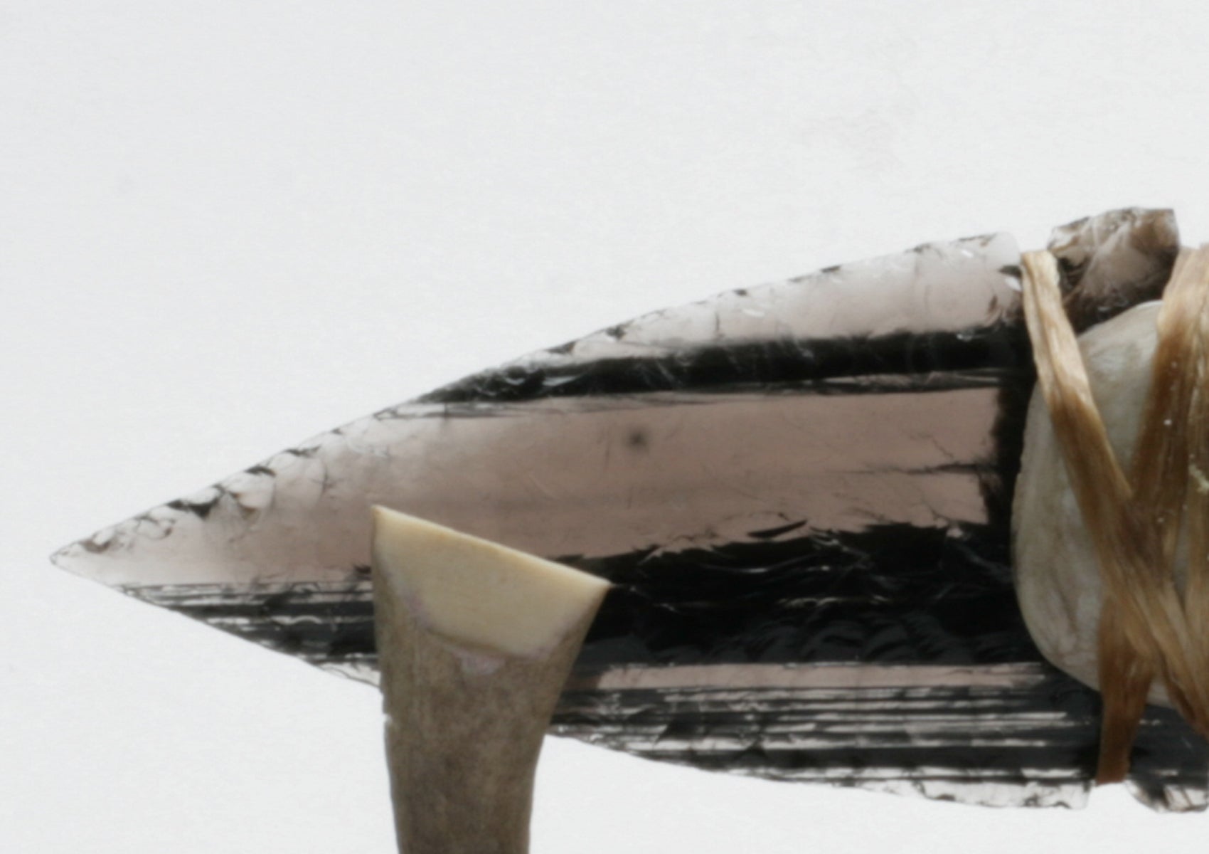 Black & Transparent Obsidian Knife with Deer Antler Handle
