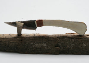 Rainbow Obsidian Stone Knife with Moose Antler