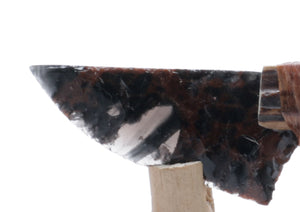 Tri Color Obsidian Stone Knife with Deer Antler Handle