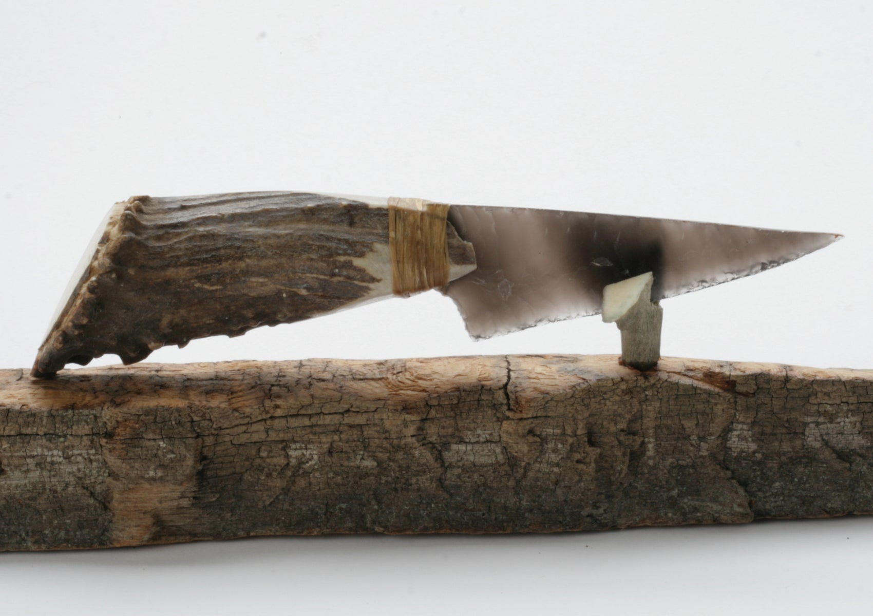 Smokey Rainbow Obsidian Knife with Deer Antler Handle