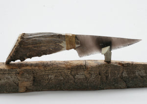 Smokey Rainbow Obsidian Knife with Deer Antler Handle