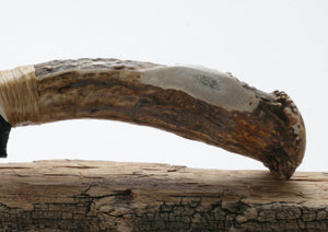 Charcoal Obsidian Knife with Deer Antler Handle