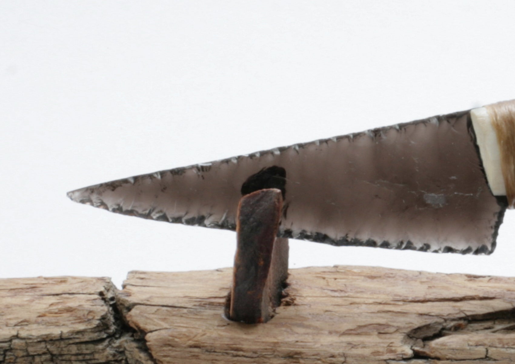 Transparent Obsidian Knife with Deer Antler Handle