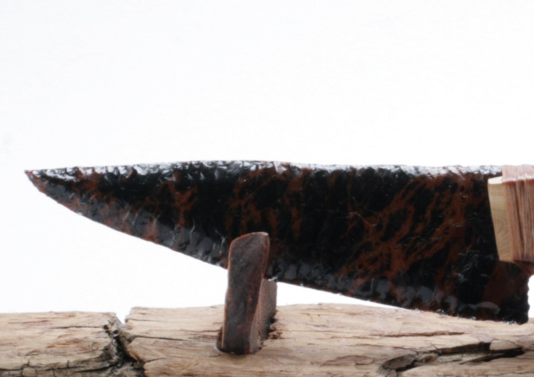 Tiger Obsidian Knife with Woodburn on Drift Wood Handle