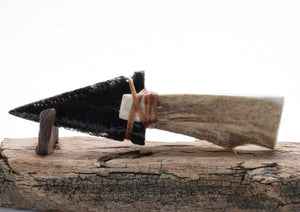 Dragonskin Obsidian Knife with Moose Deer Anter Handle