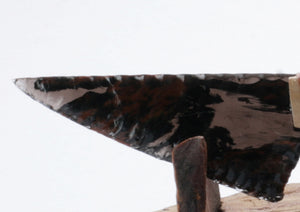 Tri color Transparent Obsidian Knife with Woodburned Drift Wood Handle