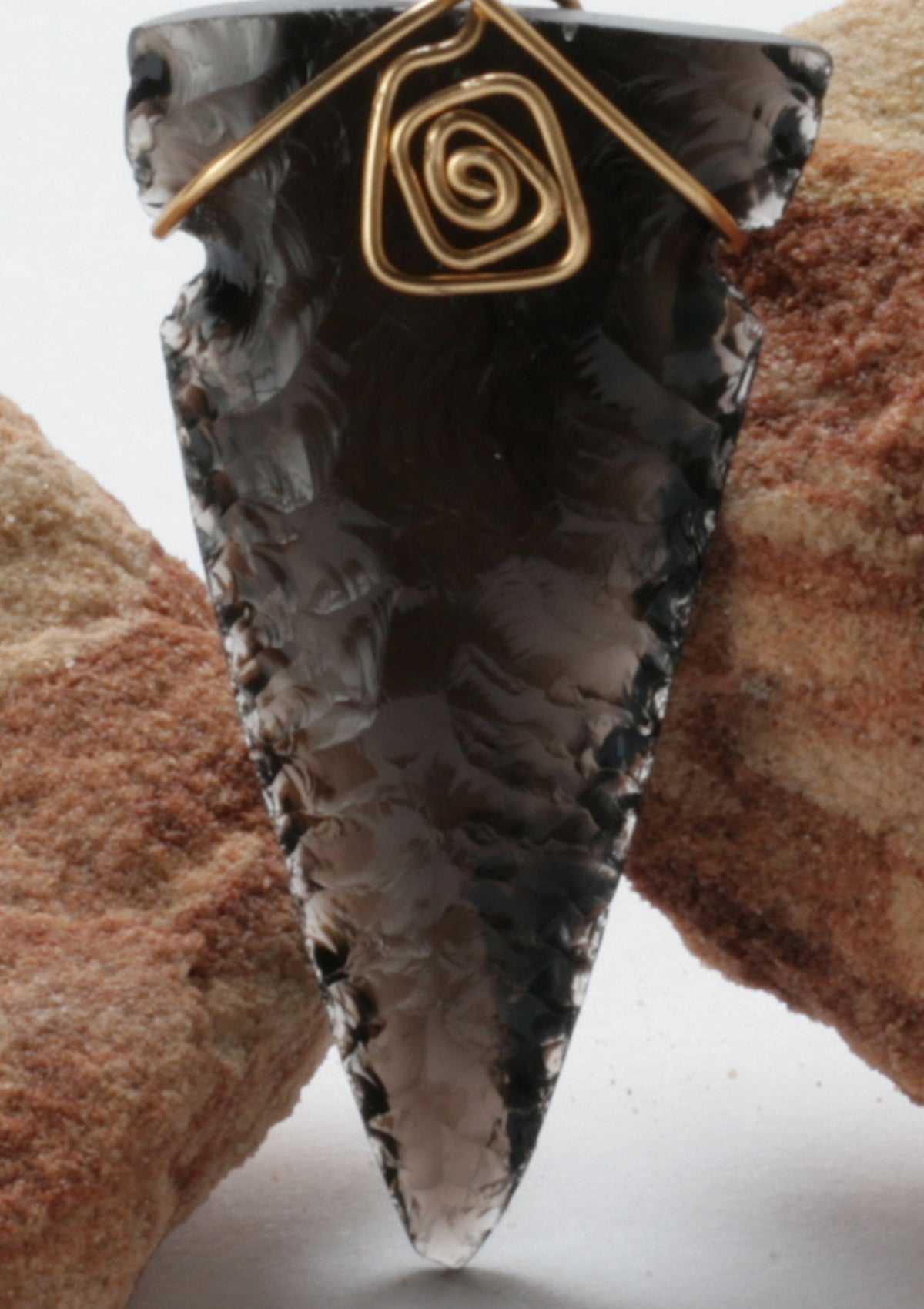 Translucent Obsidian Arrowhead Necklace Pendant