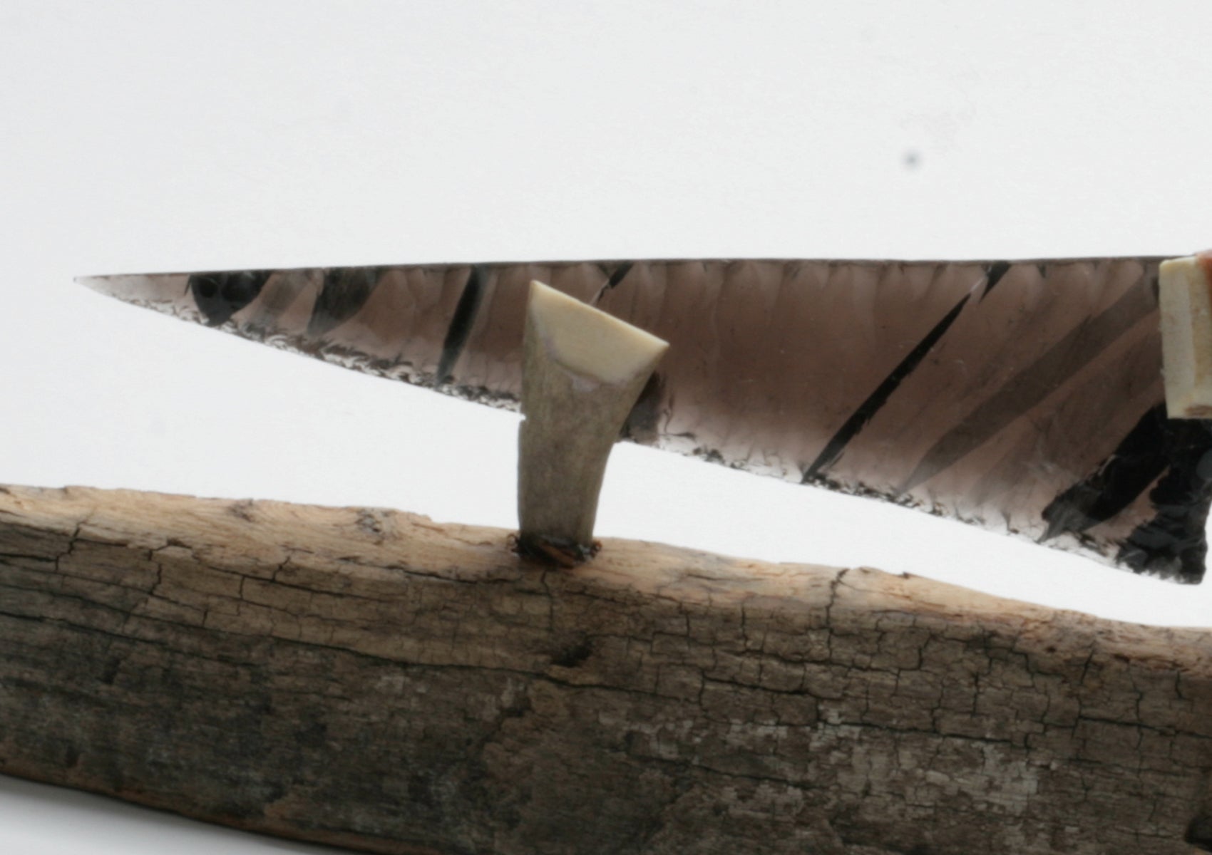 Transparent Obsidian Knife with Moose Antler Handle
