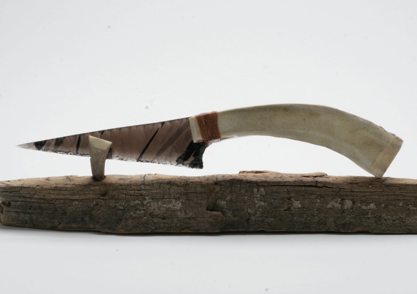 Transparent Obsidian Knife with Moose Antler Handle