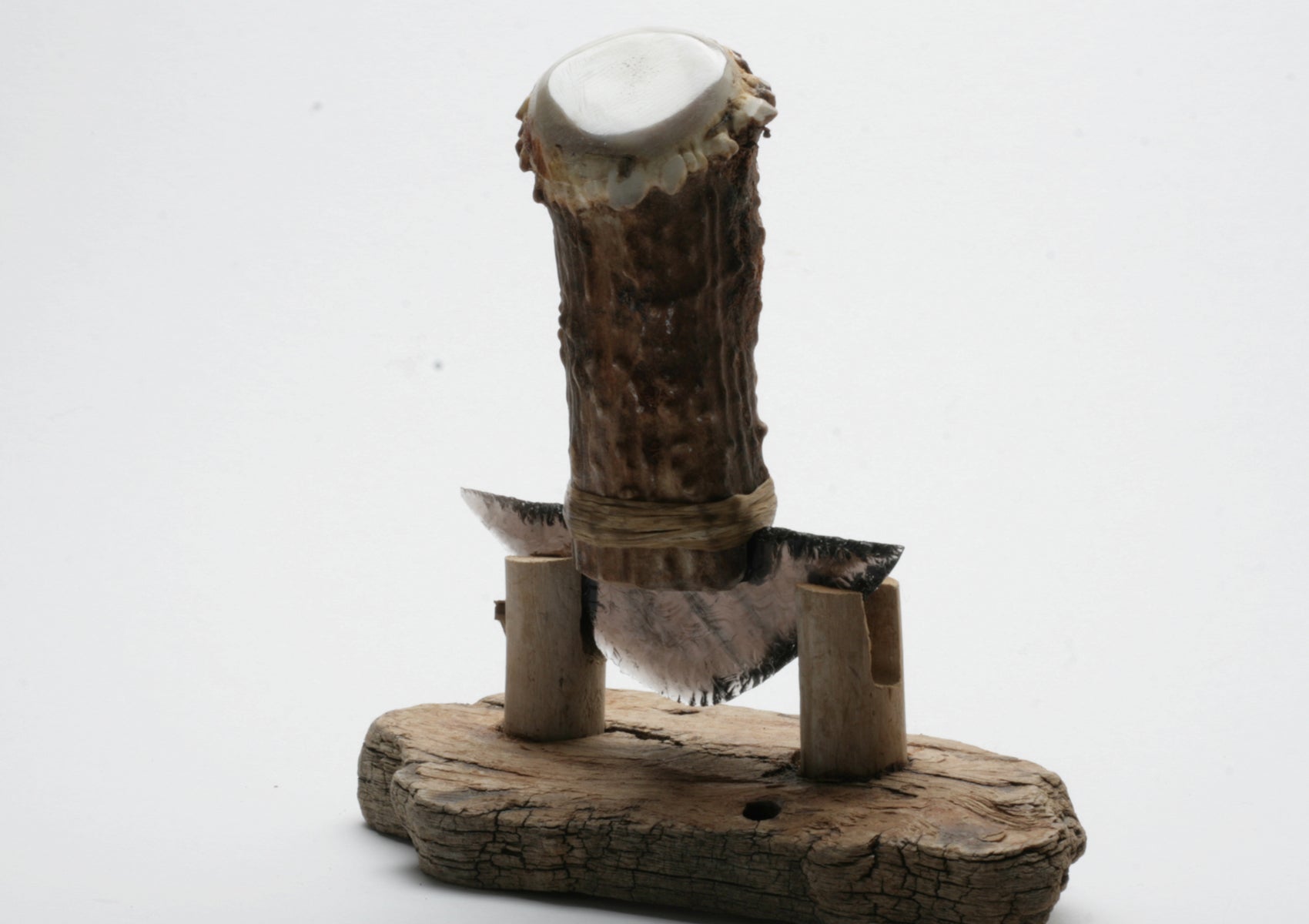 Transparent Obsidian Ulu with Deer Antler