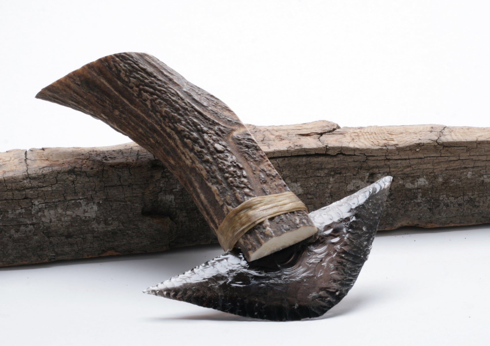 Transparent Obsidian Ulu Knife with Moose Deer Antler