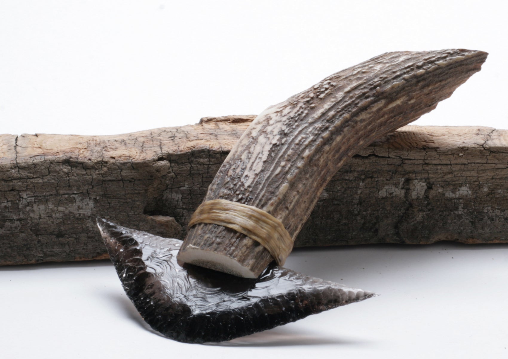 Transparent Obsidian Ulu Knife with Moose Deer Antler