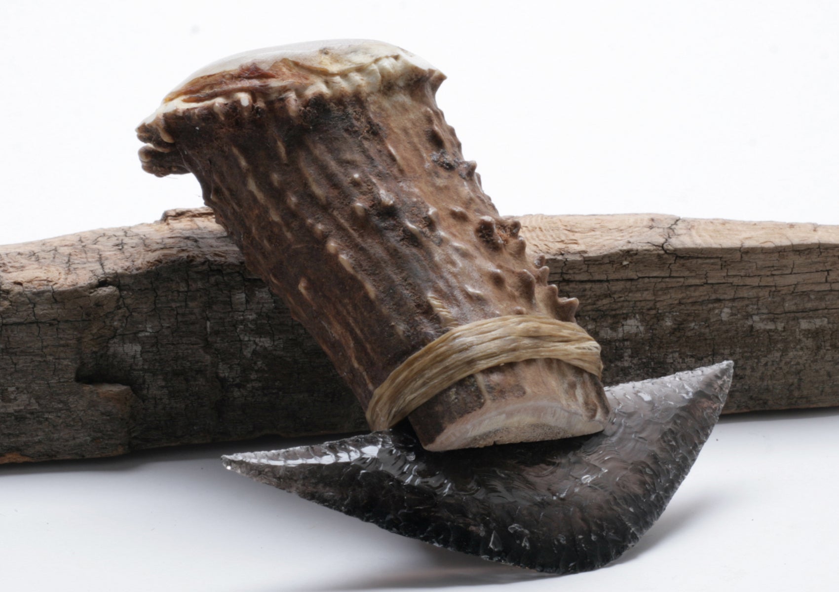 Transparent Obsidian Ulu with Deer Antler