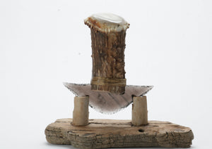 Transparent Obsidian Ulu with Deer Antler