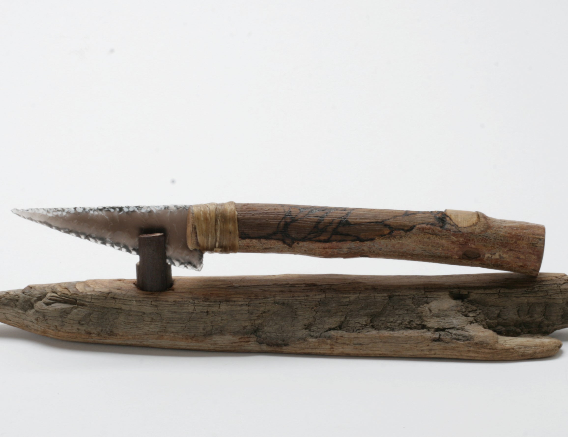 Translucent  Obsidian Knife with Driftwood Handle