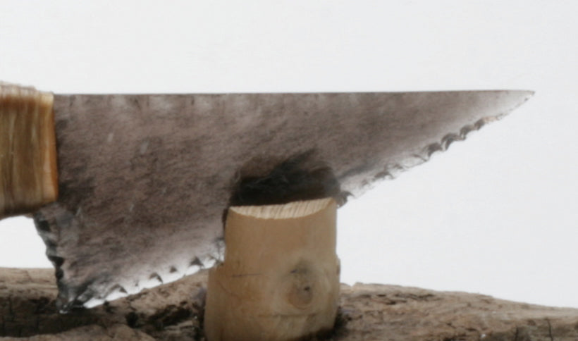 Transparent Obsidian Knife with Woodburn Handle