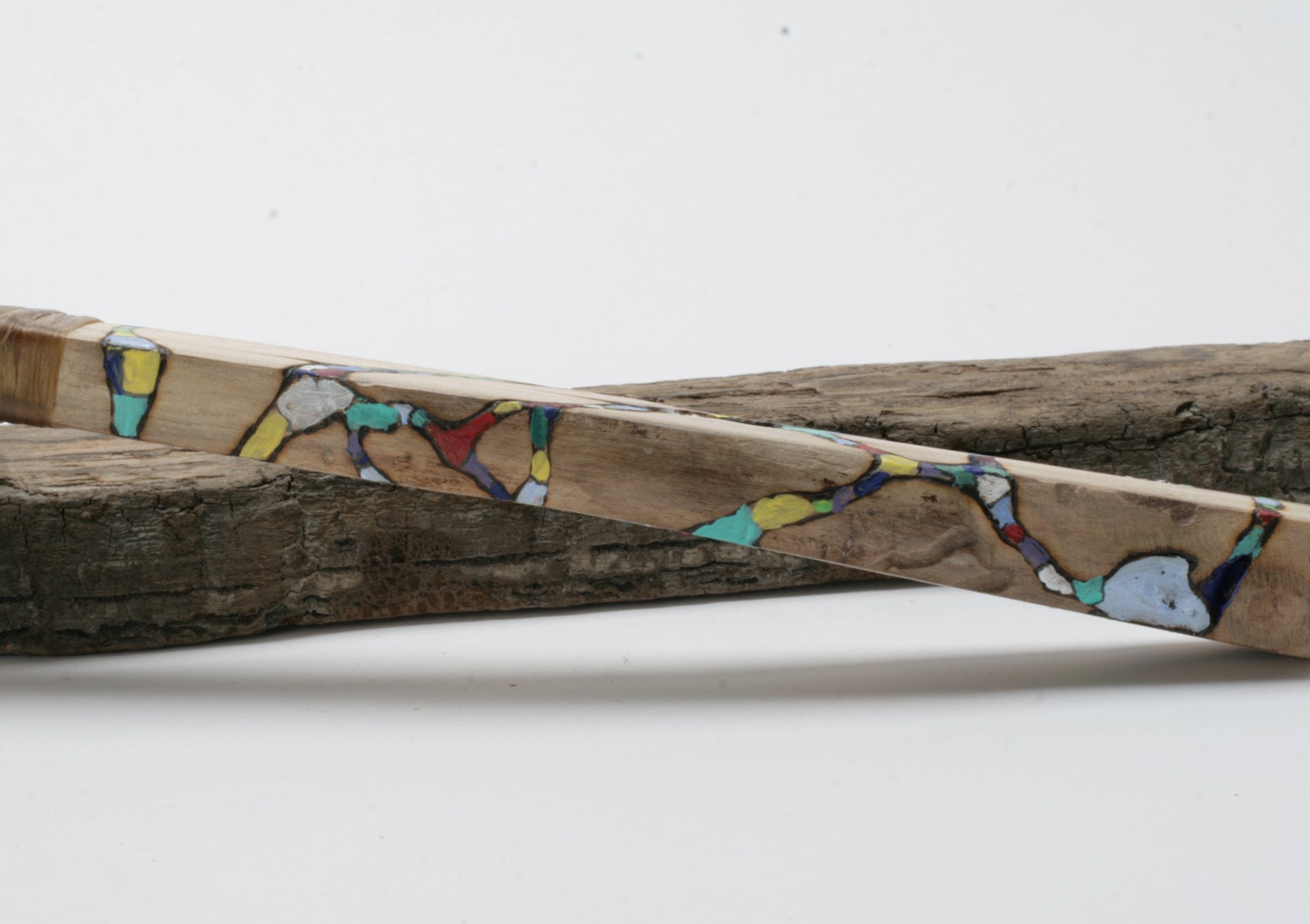 Rainbow  Obsidian Knife with Woodburned Driftwood Handle