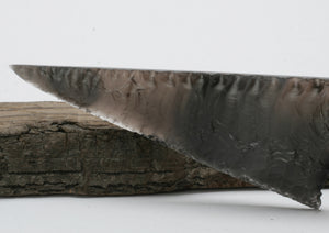 Rainbow  Obsidian Knife with Woodburned Driftwood Handle