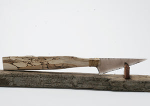 Translucent Obsidian Knife with Woodburned on Drift Wood
