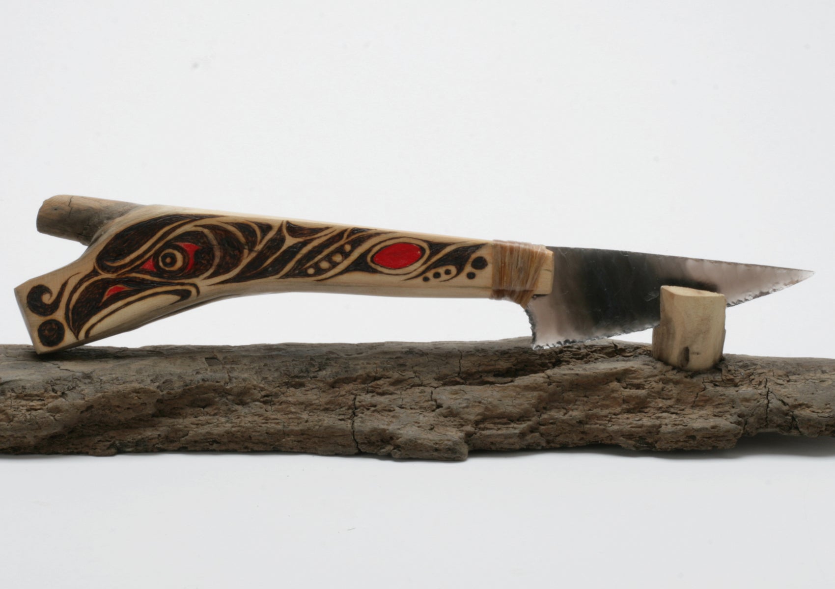 Rainbow Obsidian with woodburned "Raven " Driftwood