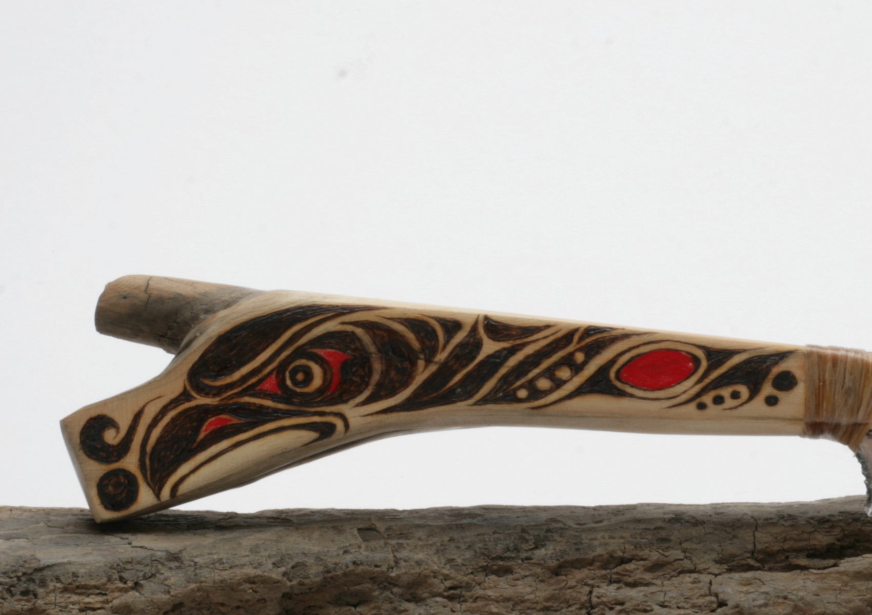 Rainbow Obsidian with woodburned "Raven " Driftwood
