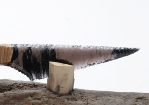Black Lace Translucent Obsidian Knife with Woodburned " Eagle " on Drift Wood