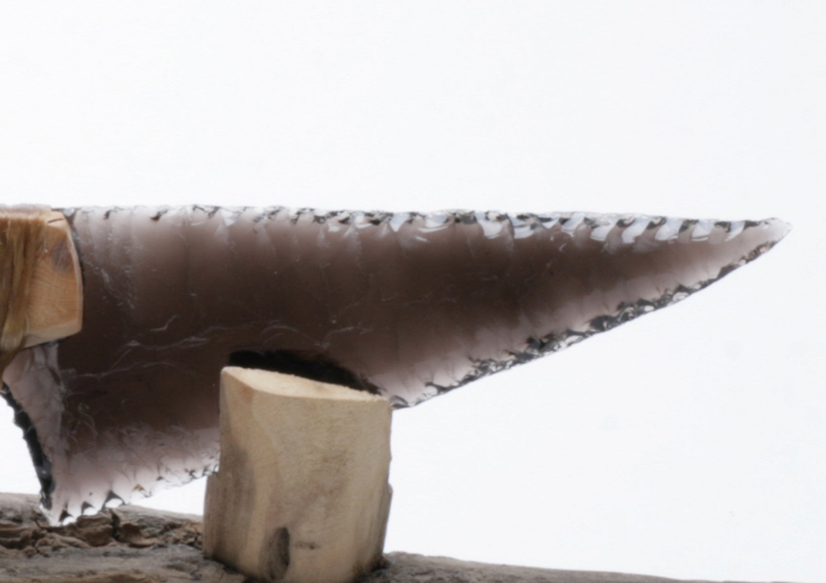 Translucent Obsidian Knife with Woodburned on Drift Wood