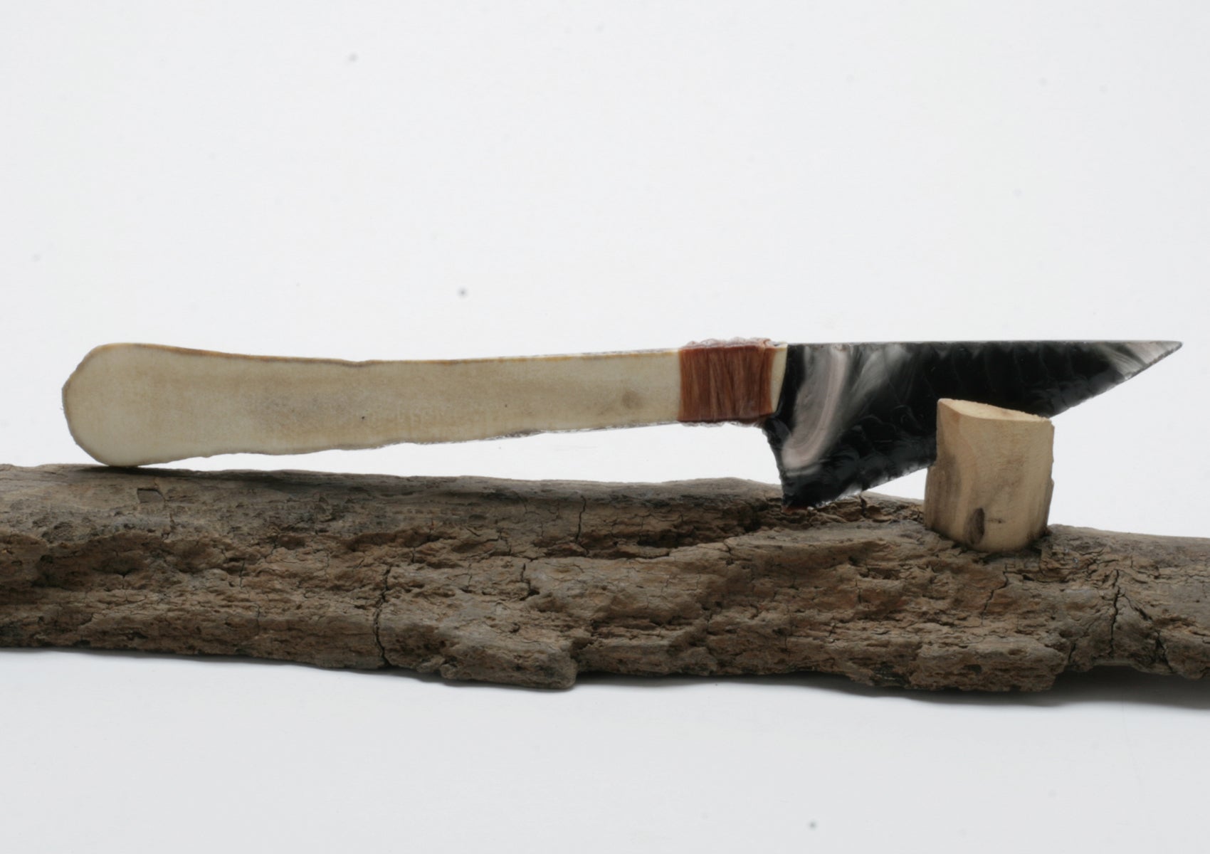 Smokey Obsidian Knife with Moose Antler Handle