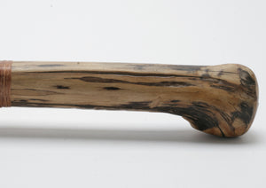 Black & Transparent Obsidian Stone Knife with Driftwood Handle
