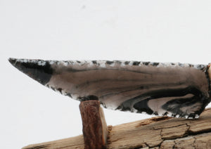 Smokey Translucent Obsidian Stone Knife with Cactus Handle