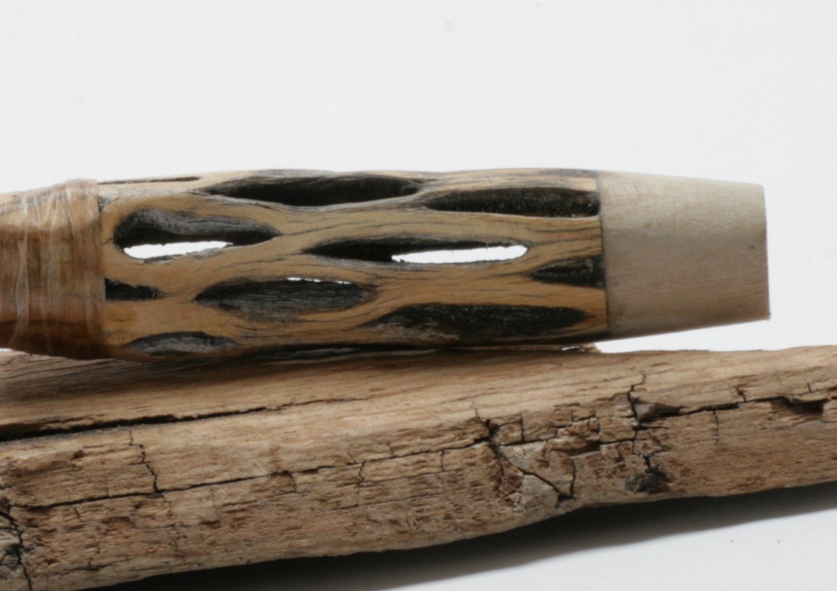 Smokey Translucent Obsidian Stone Knife with Cactus Handle
