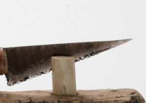 Translucent Obsidian Knife with Woodburned on Drift Wood Handle