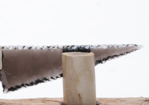 Transparent Obsidian Knife with Moose Deer Anter Handle