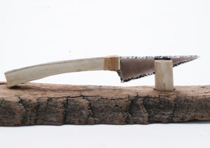 Transparent Obsidian Knife with Moose Deer Anter Handle