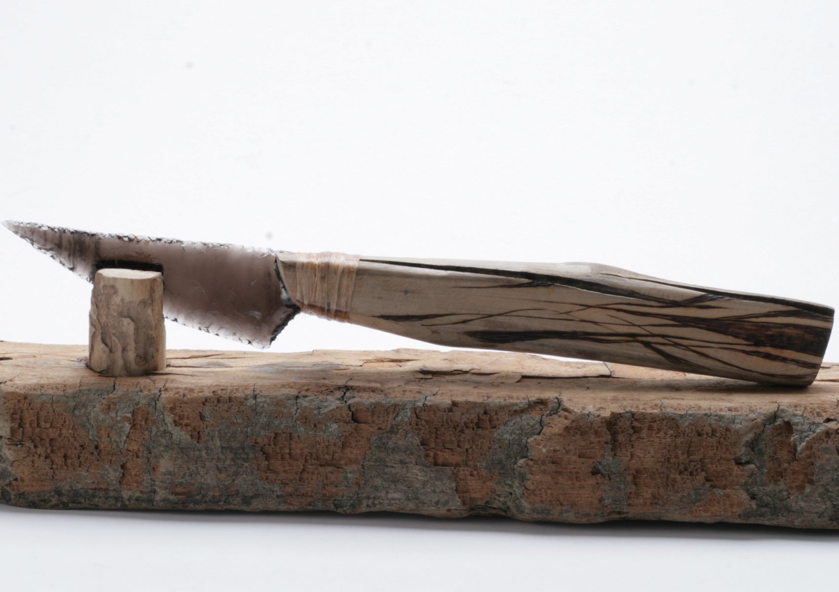 Transparent Obsidian Knife with Woodburn Handle