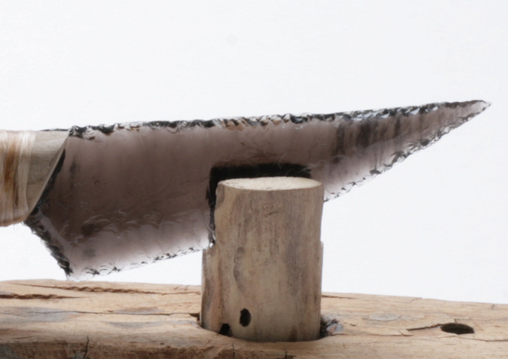 Transparent Obsidian Knife with Woodburn Handle