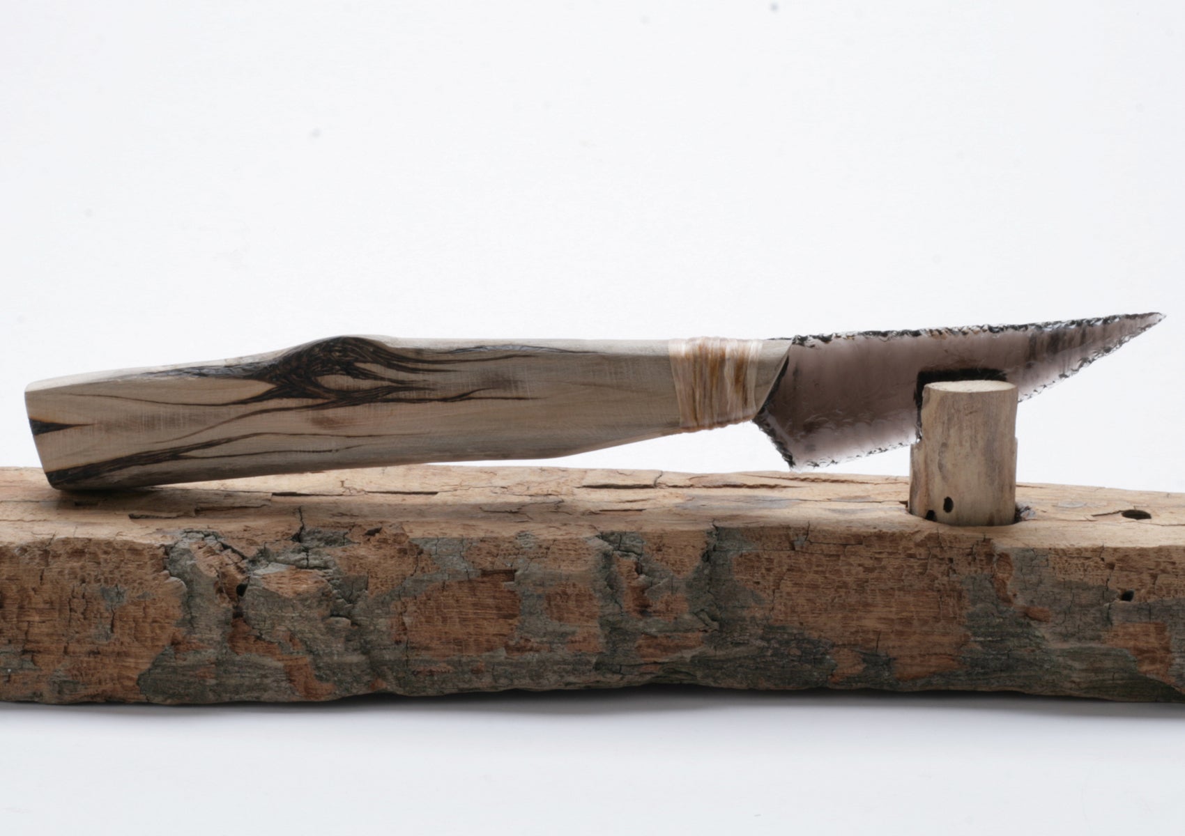 Transparent Obsidian Knife with Woodburn Handle