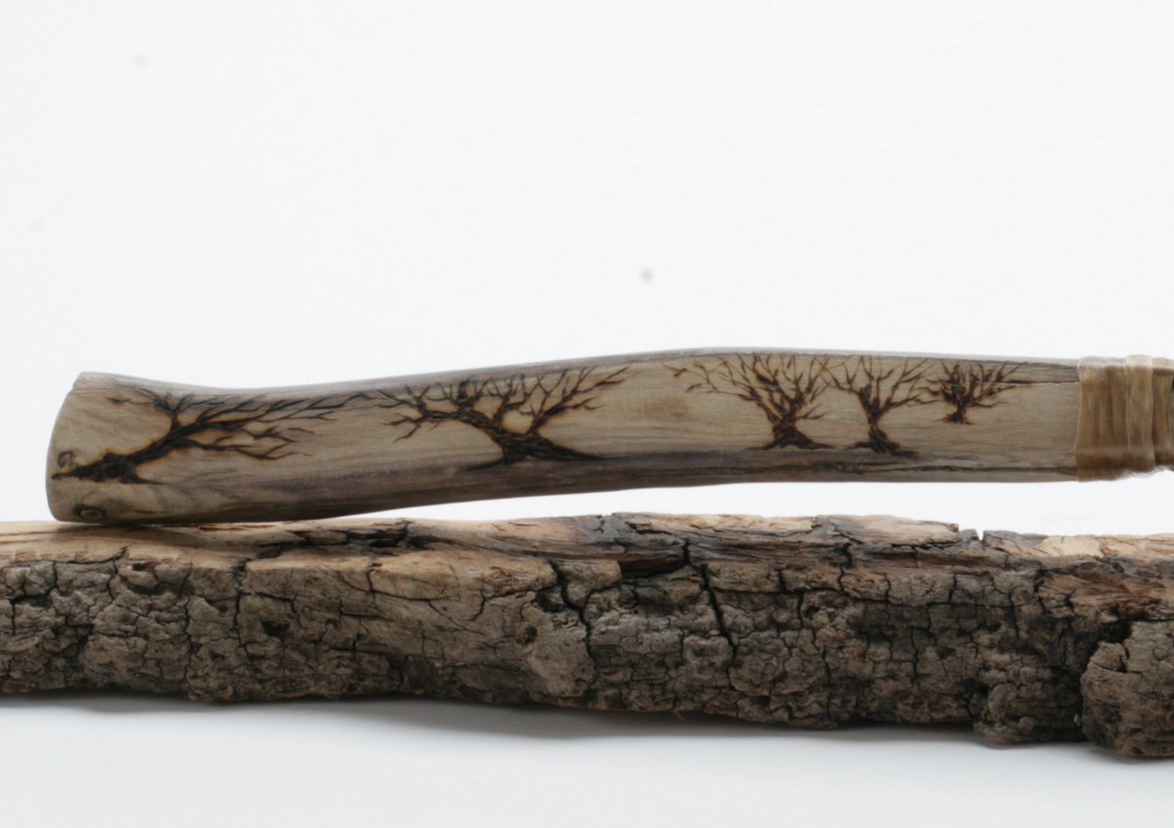 Translucent Obsidian Knife with Woodburned on Drift Wood