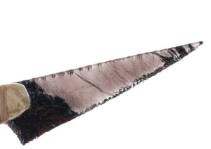 Tri Color Obsidian Knife with Deer Jaw Handle