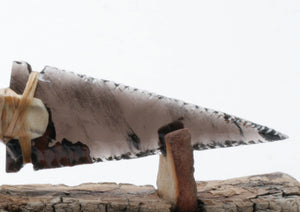 Transparent Obsidian Knife with Deer Antler Handle
