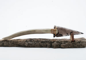 Transparent Obsidian Knife with Deer Antler Handle