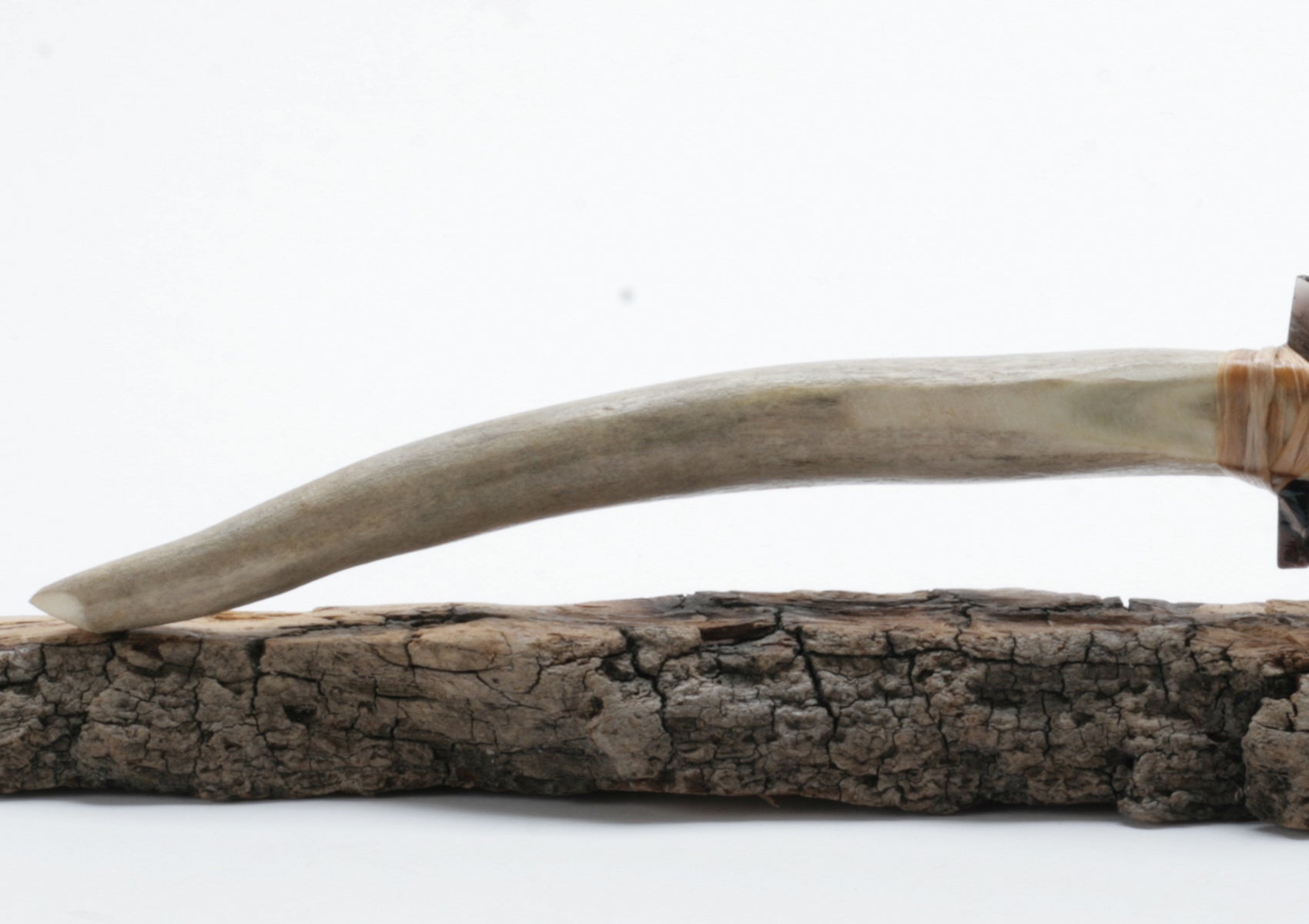 Transparent Obsidian Knife with Deer Antler Handle