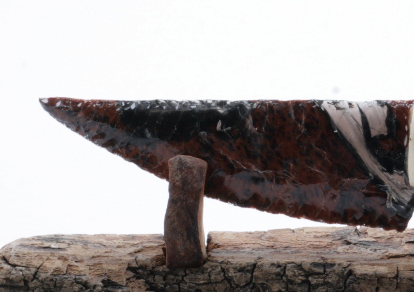 Tri Color Transparent Obsidian Knide with Deer Bone Handle