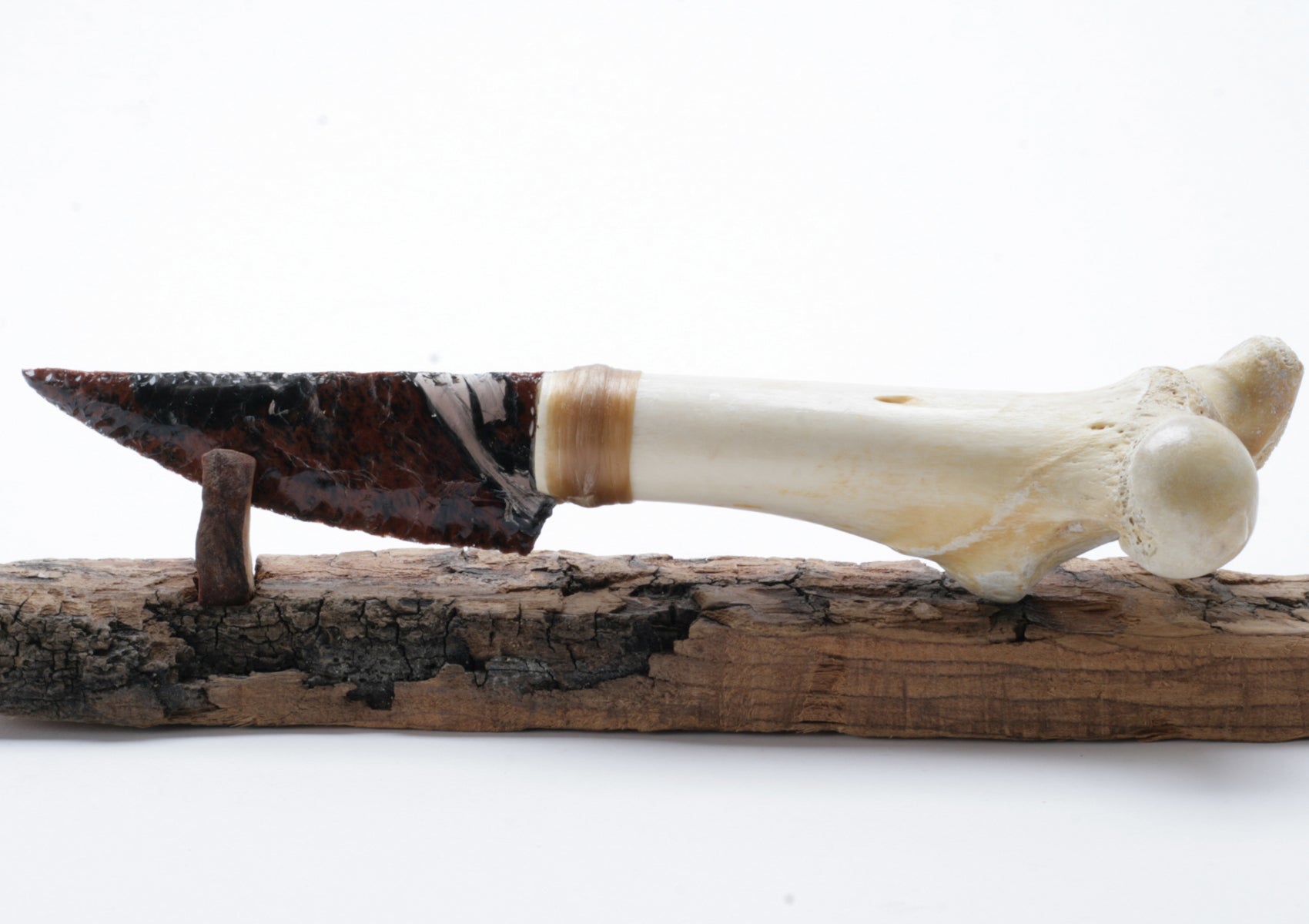 Tri Color Transparent Obsidian Knide with Deer Bone Handle