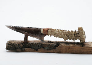 Translucent  Obsidian Knife with Roe Deer Antler Handle