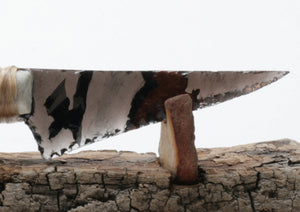 Tri Color Translucent Obsidian Knife with Roe Deer Antler Handle