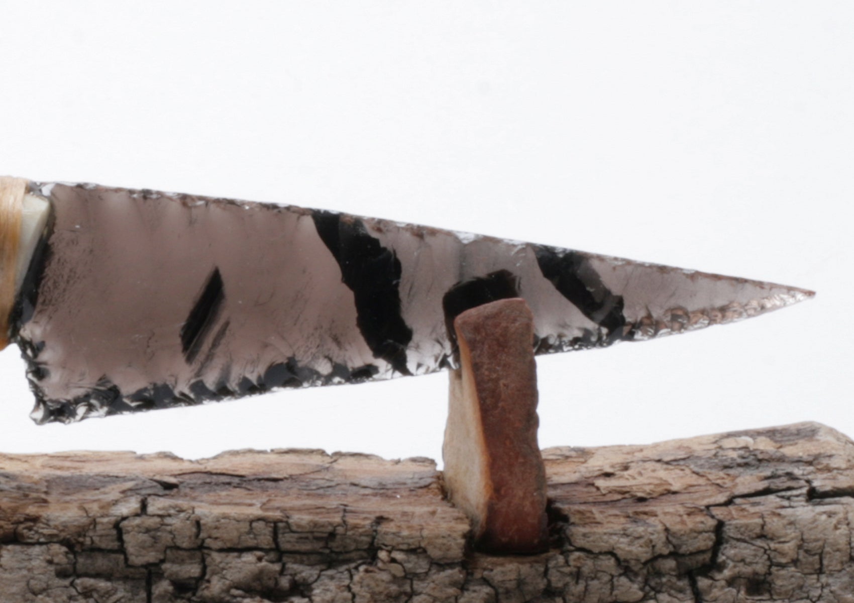 Tri color Translucent Obsidian Knife with Deer Antler Handle